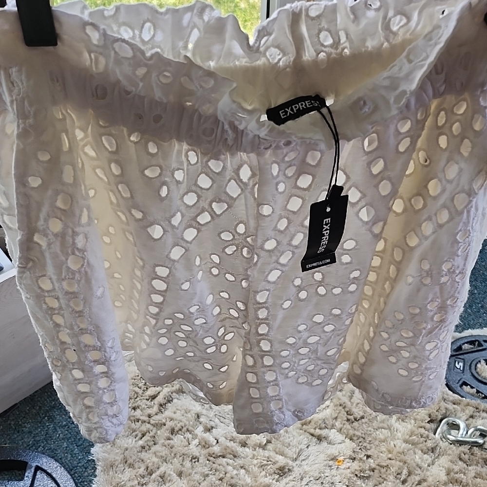 Express White Eyelet Shorts